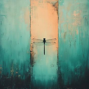 Dragonfly in Copper Light – libelle in turquoise en koper
