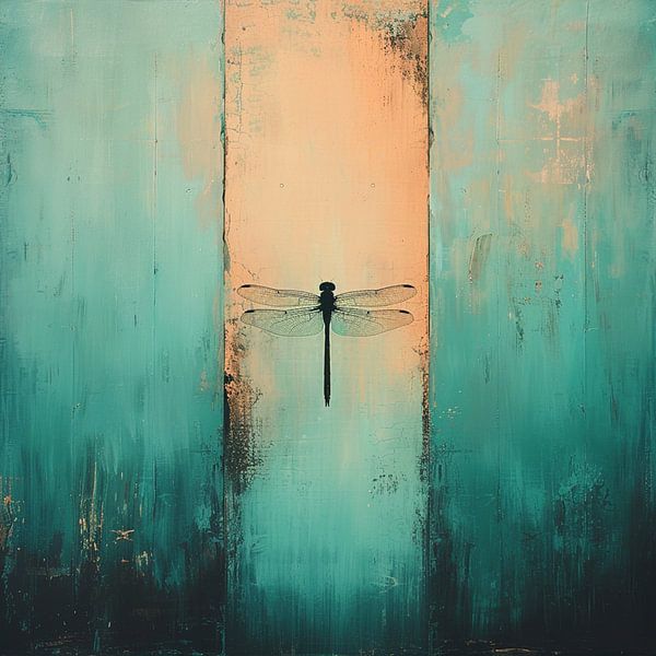 Dragonfly in Copper Light - dragonfly in turquoise and copper by Marijke Trienekens
