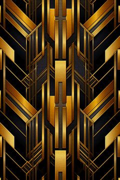 Gold Schwarz Art Deco Muster von Whale & Sons