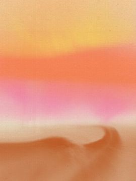 Abstract minimalist landscape in pastel and neon colors by Dina Dankers