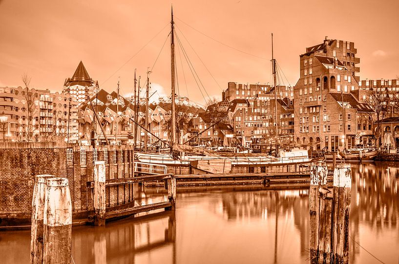 Alter Hafen von Rotterdam - einfarbig von Frans Blok