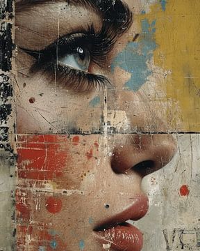 Modern en abstract portret in collage stijl van Carla Van Iersel