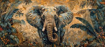 Schilderij Olifant Jungle van Abstract Schilderij