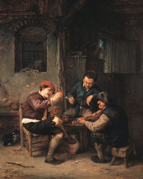 Three Peasants at an Inn, Adriaen van Ostade by Masterful Masters