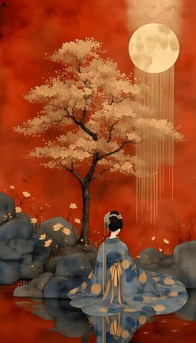 Geisha bij maanlicht