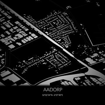 Schwarz-weiße Karte von Aadorp, Overijssel. von Rezona