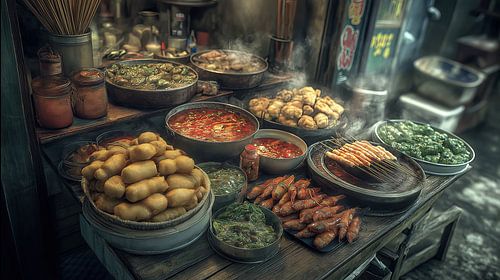 Vietnamees straatvoedsel met traditionele gerechten