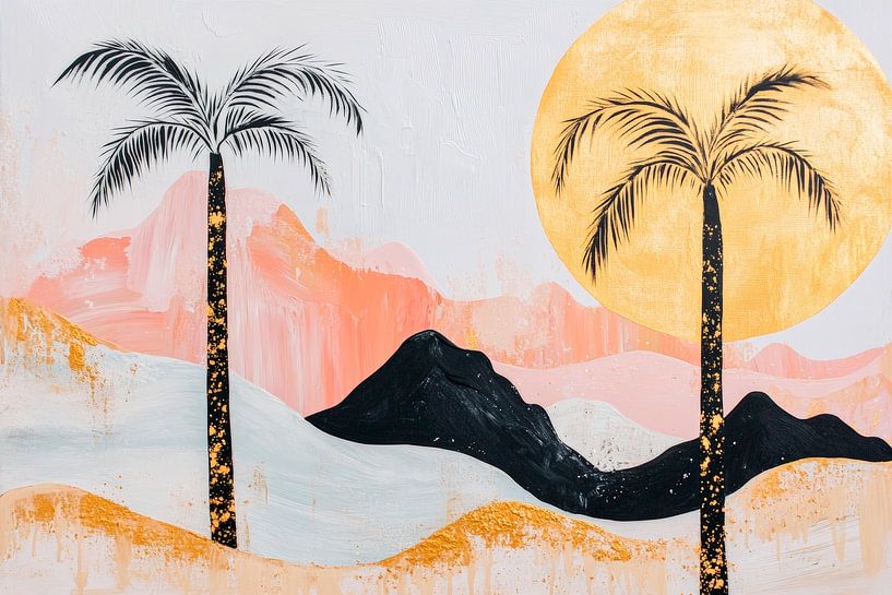 Tropischer Sonnenuntergang mit Palmen von Poster Art Shop