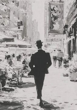 Monochrome cityscape with man by Niklas Maximilian