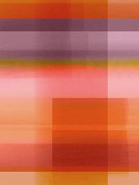 Colorful abstract in terra, pink, moss green violet in retro style by Dina Dankers