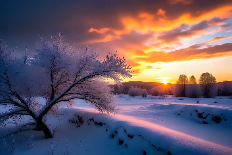 Lueur du soir sur l'étendue blanche par Jean Pierre