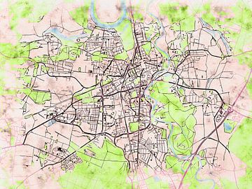Kaart van Dessau-Roßlau in de stijl 'Soothing Spring' van Maporia