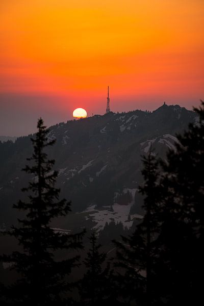 Sunset over the Grünten by Leo Schindzielorz