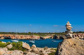 Beautiful bay with anchoring sailing boats at the coast of Majorca by Alex Winter