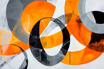 Cercles abstraits en noir et orange sur Poster Art Shop
