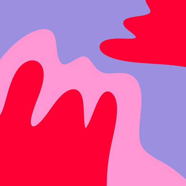 Abstract modern shapes pink, violet, red by Angela Minca