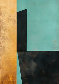 Geometric landscape in turquoise & gold by Niklas Maximilian