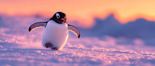 Pinguïn loopt over besneeuwd ijs