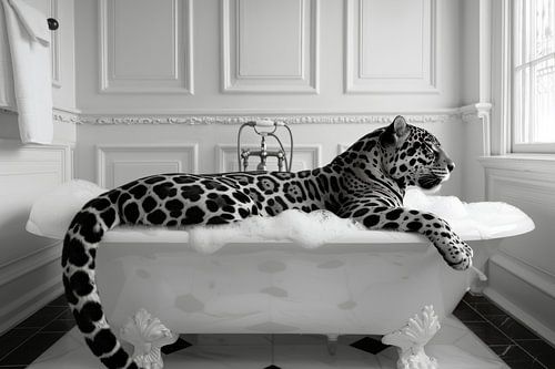 Elegante jaguar in de badkamer - een exotische badkamerfoto voor je toilet