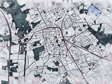 Kaart van Viersen in de stijl 'White Winter' van Maporia