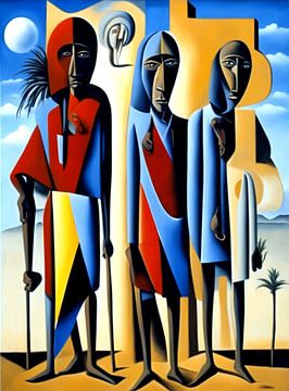 Three Maasai warriors by Quinta Mandala