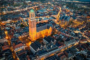 Zwolle downtown district during sunset