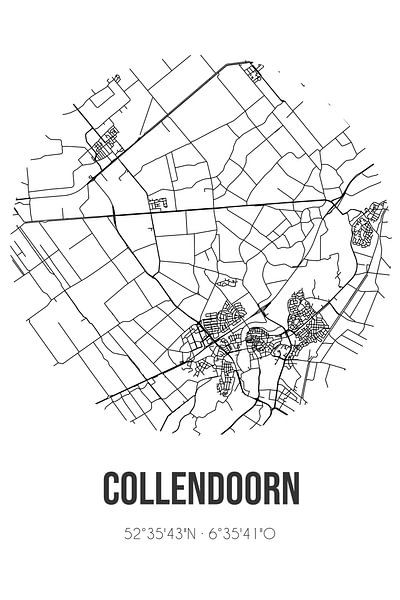Collendoorn (Overijssel) | Landkaart | Zwart-wit van Stad & Wand
