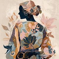 Vrouw met Bloemen | Abstracte Vrouw met Bloemenpatroon