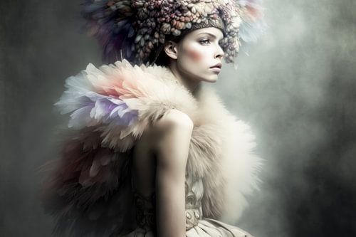 Contemporary fine art portret in pastelkleuren