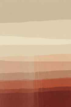 Japandi. Minimalist abstract landscape in terracotta, pink, beige