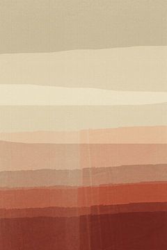 Japandi. Minimalistisch abstract landschap in terracotta, roze, beige van Abstract Minimalist Art