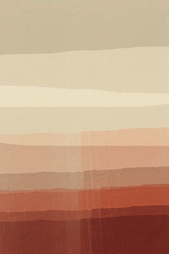 Japandi. Minimalistisch abstract landschap in terracotta, roze, beige