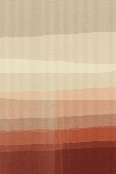 Japandi. Minimalistische abstrakte Landschaft in Terrakotta, Rosa, Beige von Abstrakte minimalistische Kunst