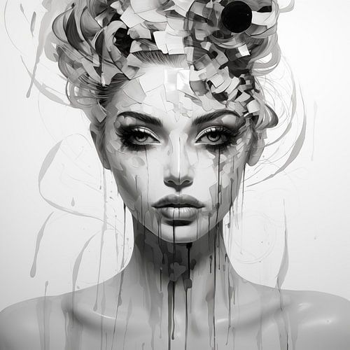 Vrouw artistiek portret zwart-wit