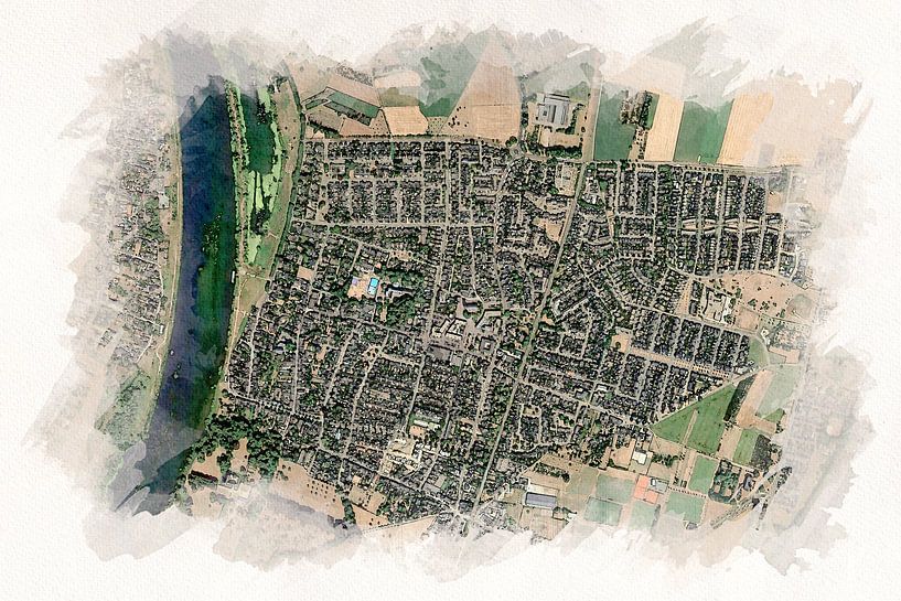 Eijsden vanuit de lucht van Aquarel Creative Design