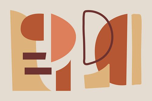 Moderne, angesagte Collage mit geometrischen und organischen Formen in schön abgestimmten Farben.