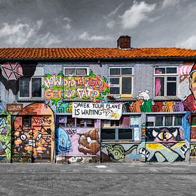 Huizen met graffiti van Mark Bolijn