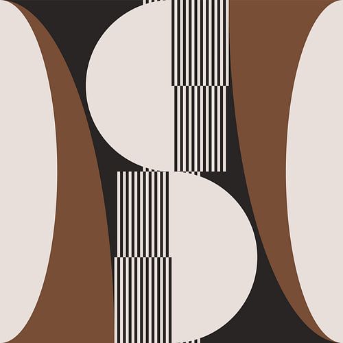 Géométrie abstraite rétro en marron, blanc et noir. Art géométrique abstrait moderne n° 2