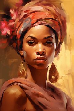 Femme africaine en sépia et rose
