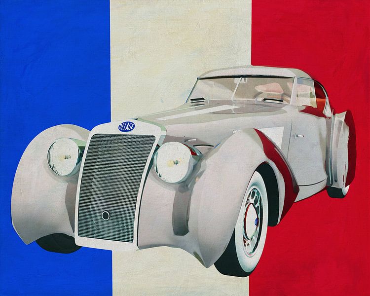 Delage D8-120 Aerosport 1938 avec le drapeau français par Jan Keteleer