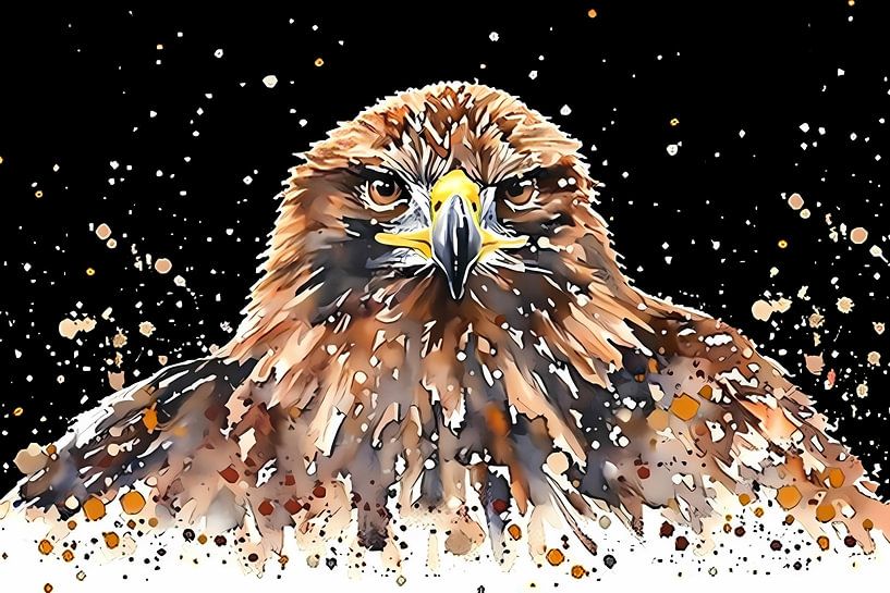 Abstrakte Aquarellmalerei eines Adlers von Art & Soul Creations