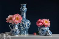Still life delft blue with peonies by Elles Rijsdijk thumbnail