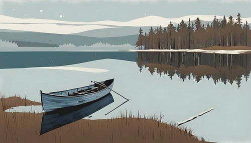 kleine vissersboot in Lapland