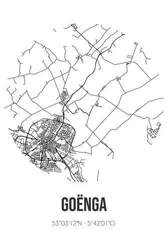 Goënga (Fryslan) | Karte | Schwarz und weiß