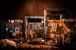 Still life of recycled electronics by René van der Horst