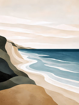 Teal Shoreline and Coastal Cliffs