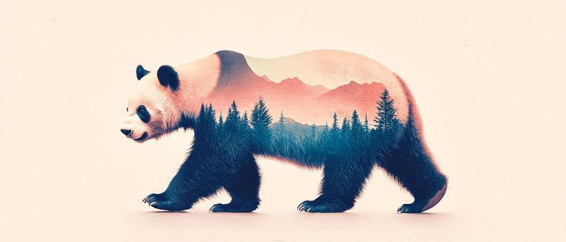Panda dans le paysage par Poster Art Shop