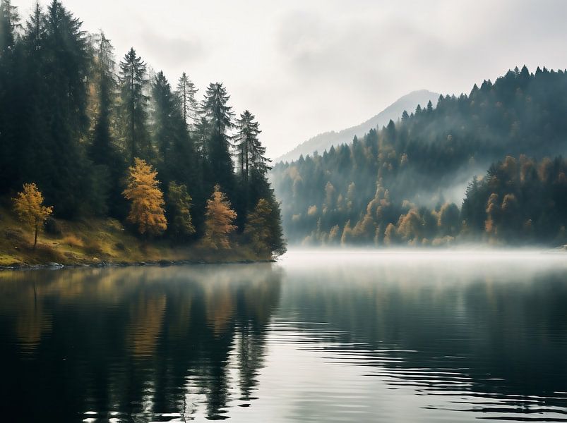 Nebel am Bergsee von fernlichtsicht