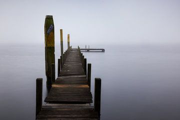 Misty Morning on the Waterfront with Wooden Scaffolding: Minimalist Photography in Perfection by Hevonax Photography