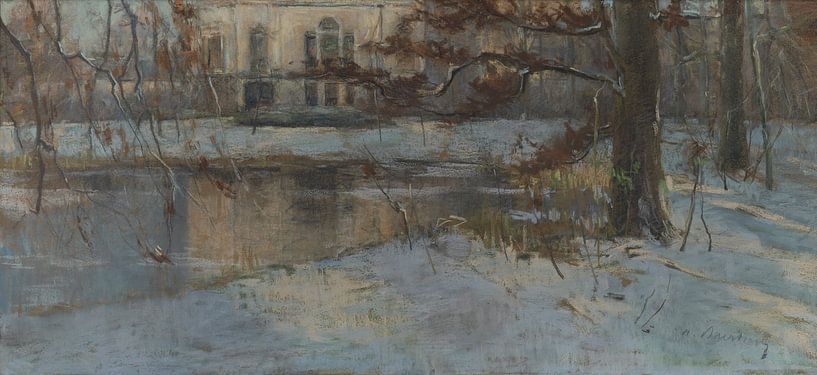 Albert Baertsoen, Landhuis en park onder de sneeuw, ca 1900 van Atelier Liesjes